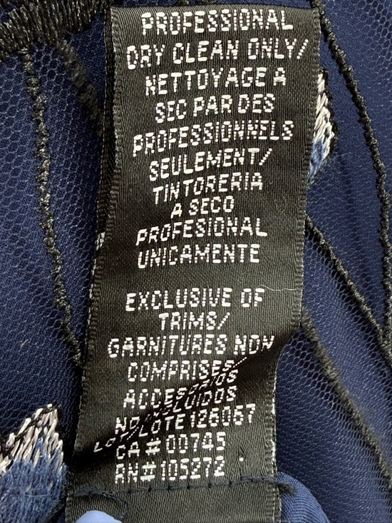 Monique Lhuillier Navy Blue Floral Embroidered Lace Midi Evening Cocktail Dress - Picture 15 of 16